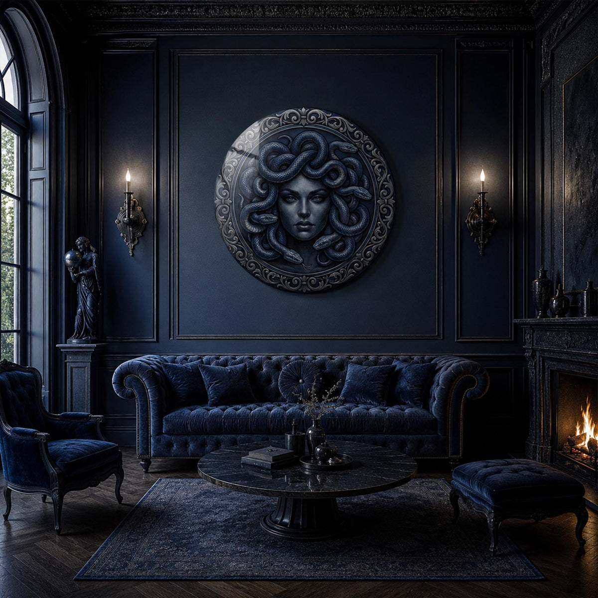 Midnight Medusa in a modern room