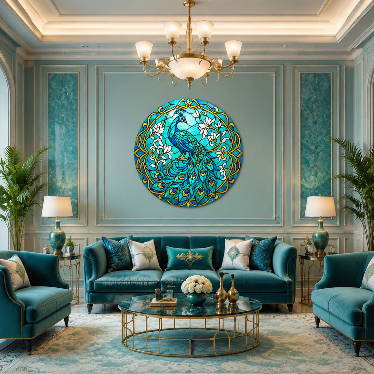 Celestial Peacock in a modern room