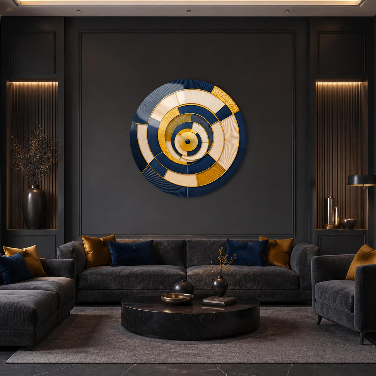 Gilded Spiral II — tempered glass, ultra HD print, ready to hang