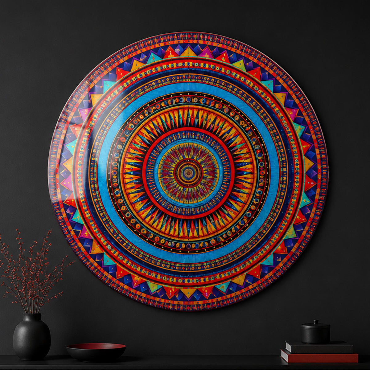 Chromatic Tribal Mandala in a modern room