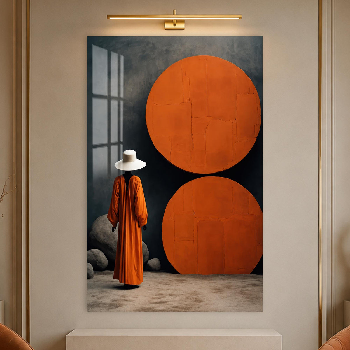 Artronauts Glass Print Orange Sun Wanderer Glass Wall Art