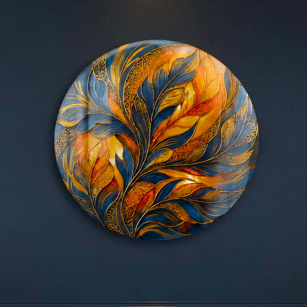 Golden Midnight Florals — tempered glass, ultra HD print, ready to hang