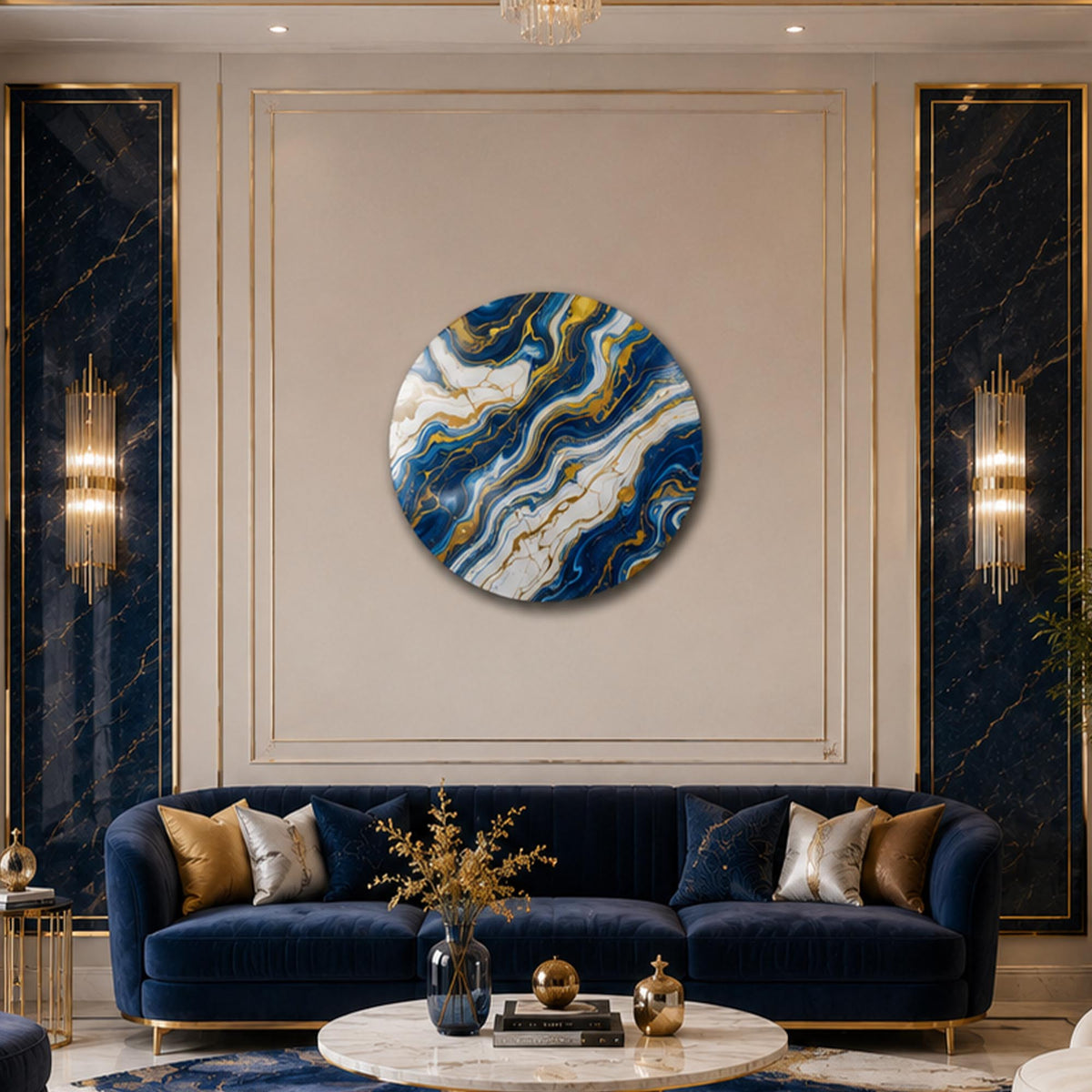 Sapphire Marble Flow in a modern room