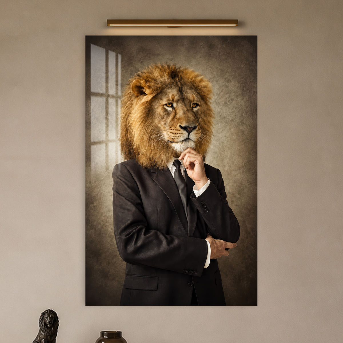 Executive Lion in a modern room