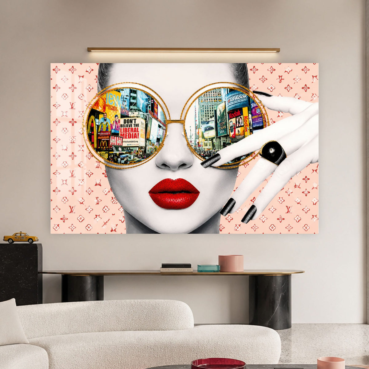 Artronauts Glass Print Times Square Sunglasses Glass Wall Art