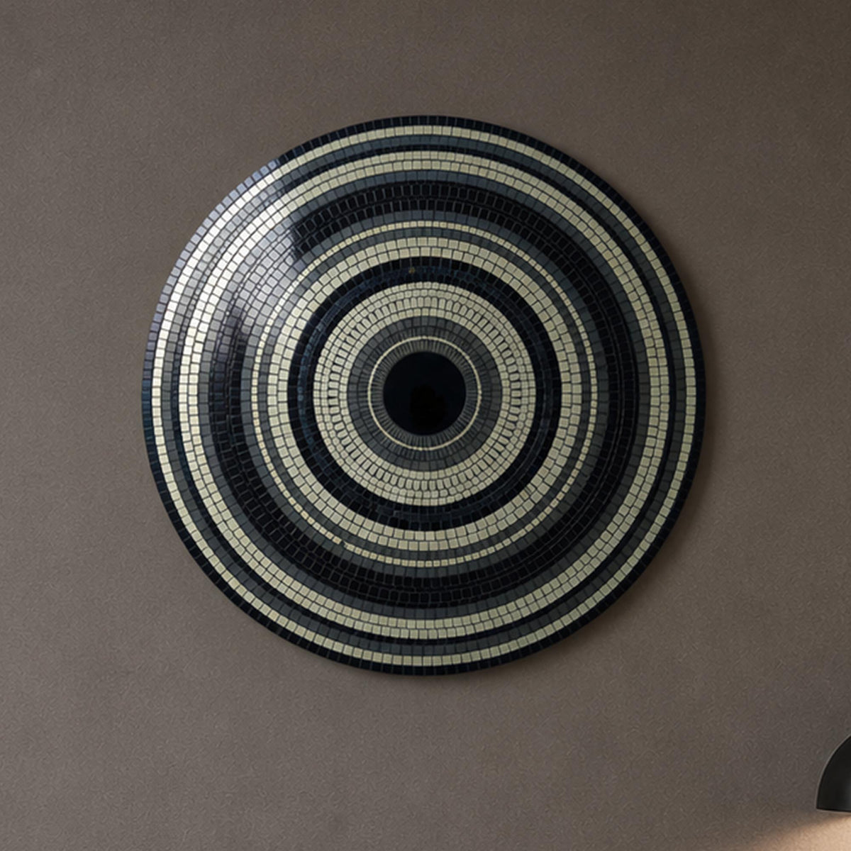 Monochrome Concentric Rhythm — tempered glass, ultra HD print, ready to hang