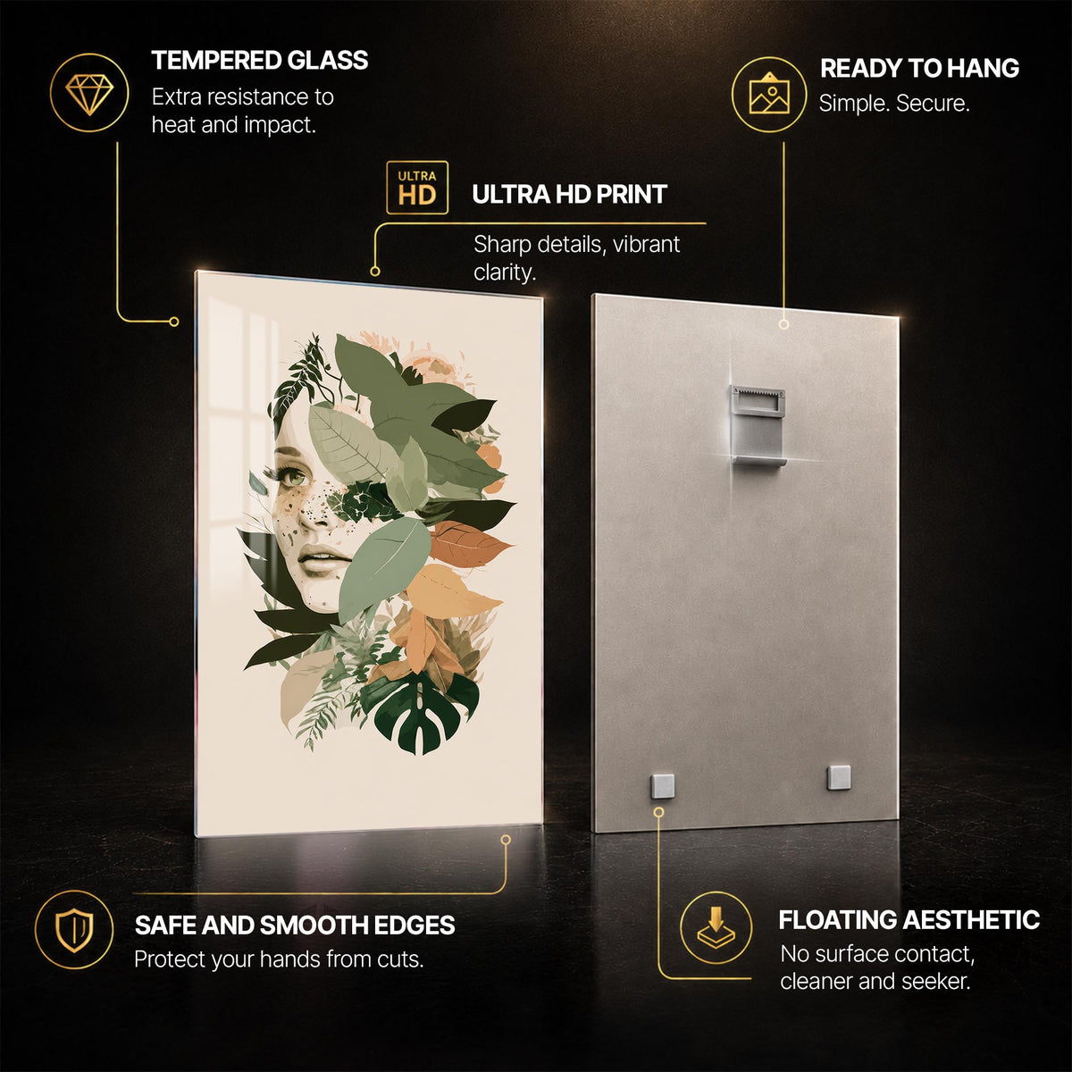 Wild Foliage Muse — tempered glass, ultra HD print, ready to hang