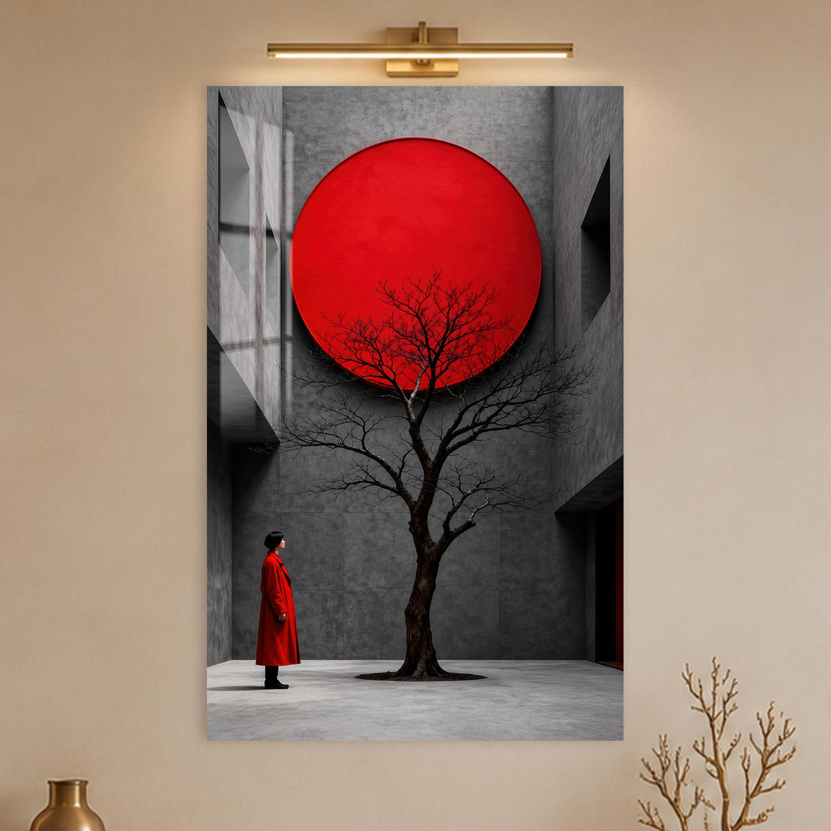 Red Sun Courtyard in a modern room