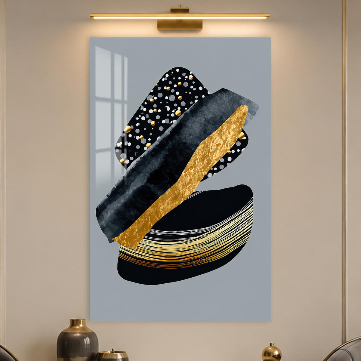 Golden Layered Forms in a modern room