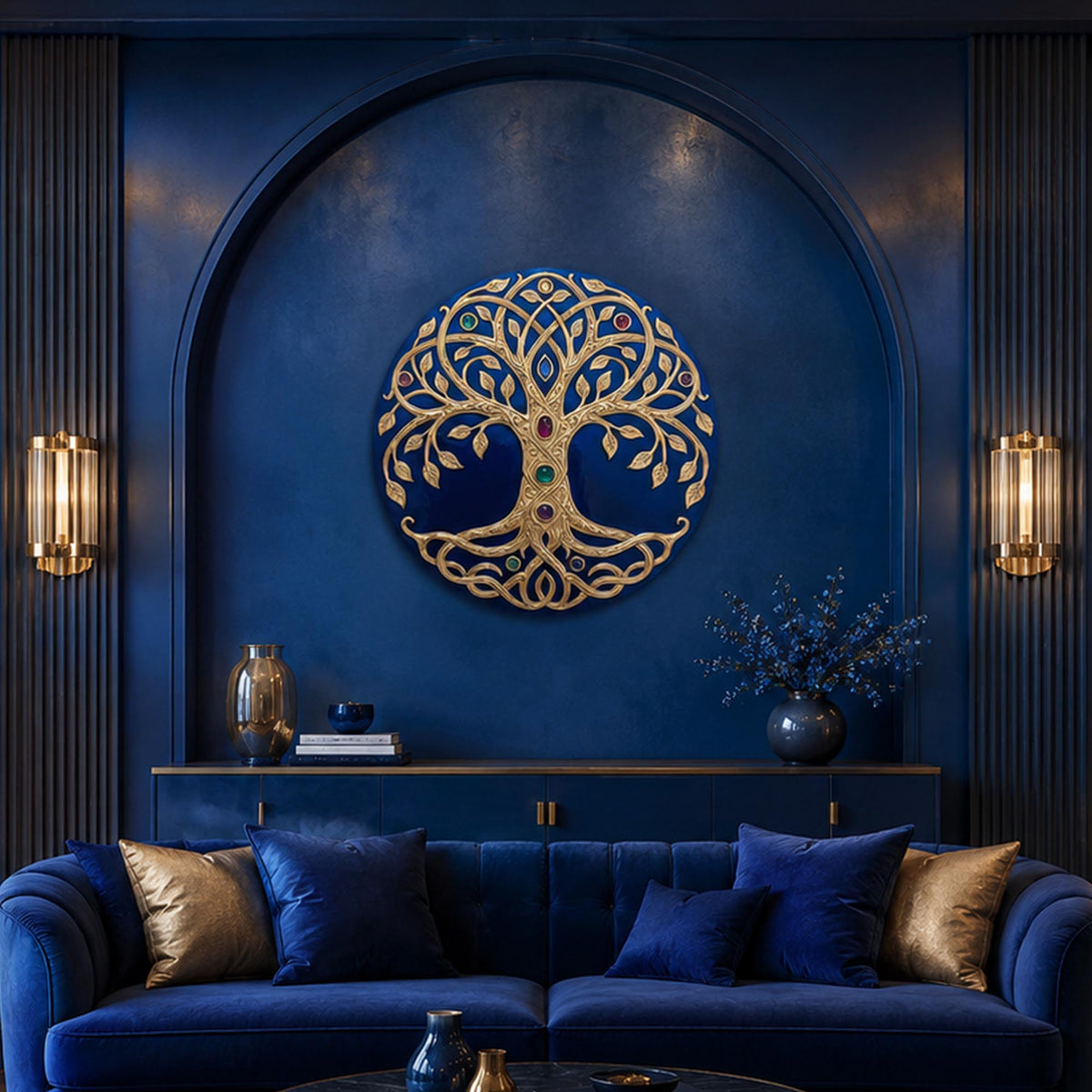 Sapphire Tree Of Life in a modern room
