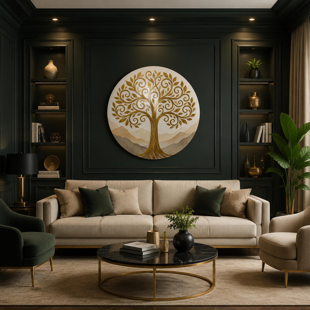 Golden Tree Of Serenity — tempered glass, ultra HD print, ready to hang