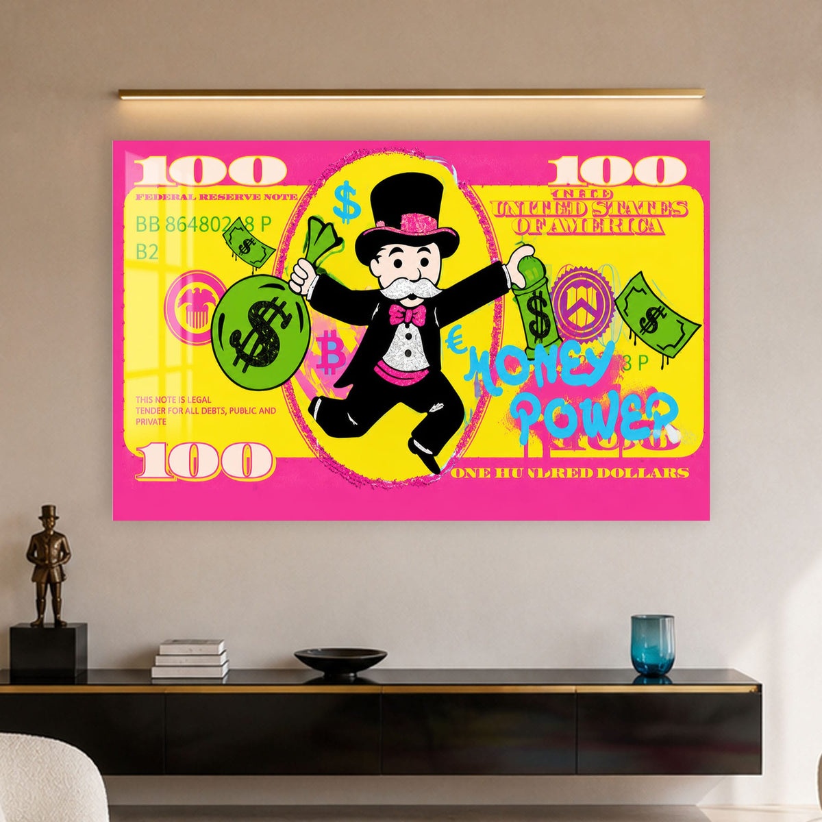 Artronauts Glass Print Money Power Mogul Glass Wall Art