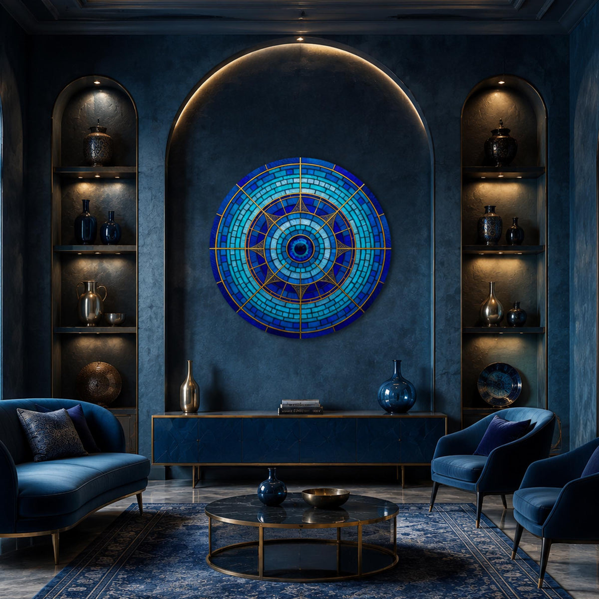 Sapphire Mosaic Eye in a modern room