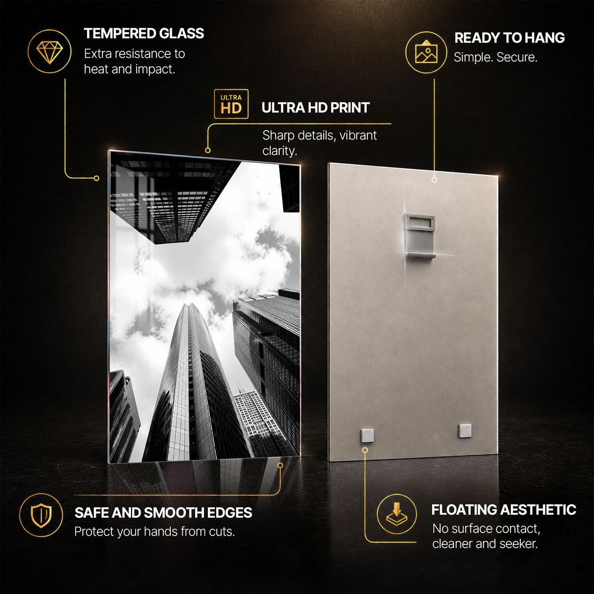Urban Ascent — tempered glass, ultra HD print, ready to hang