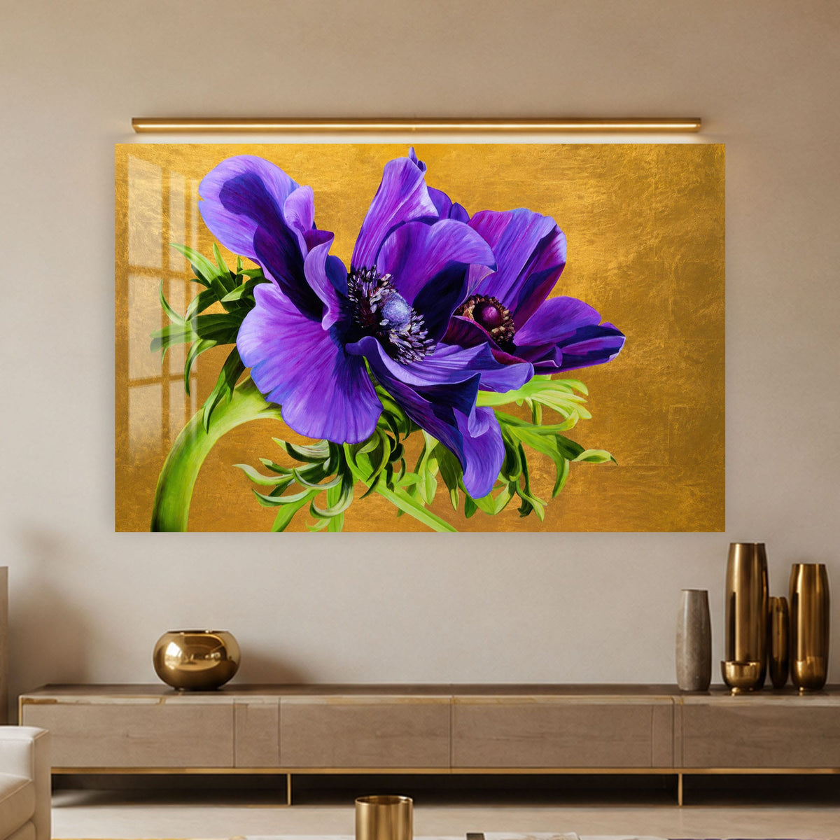 Artronauts Glass Print Purple Anemone Blooms Glass Wall Art