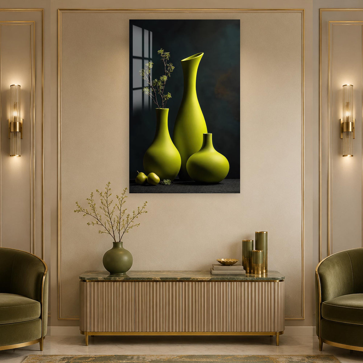 Sculptural Green Vases lifestyle view