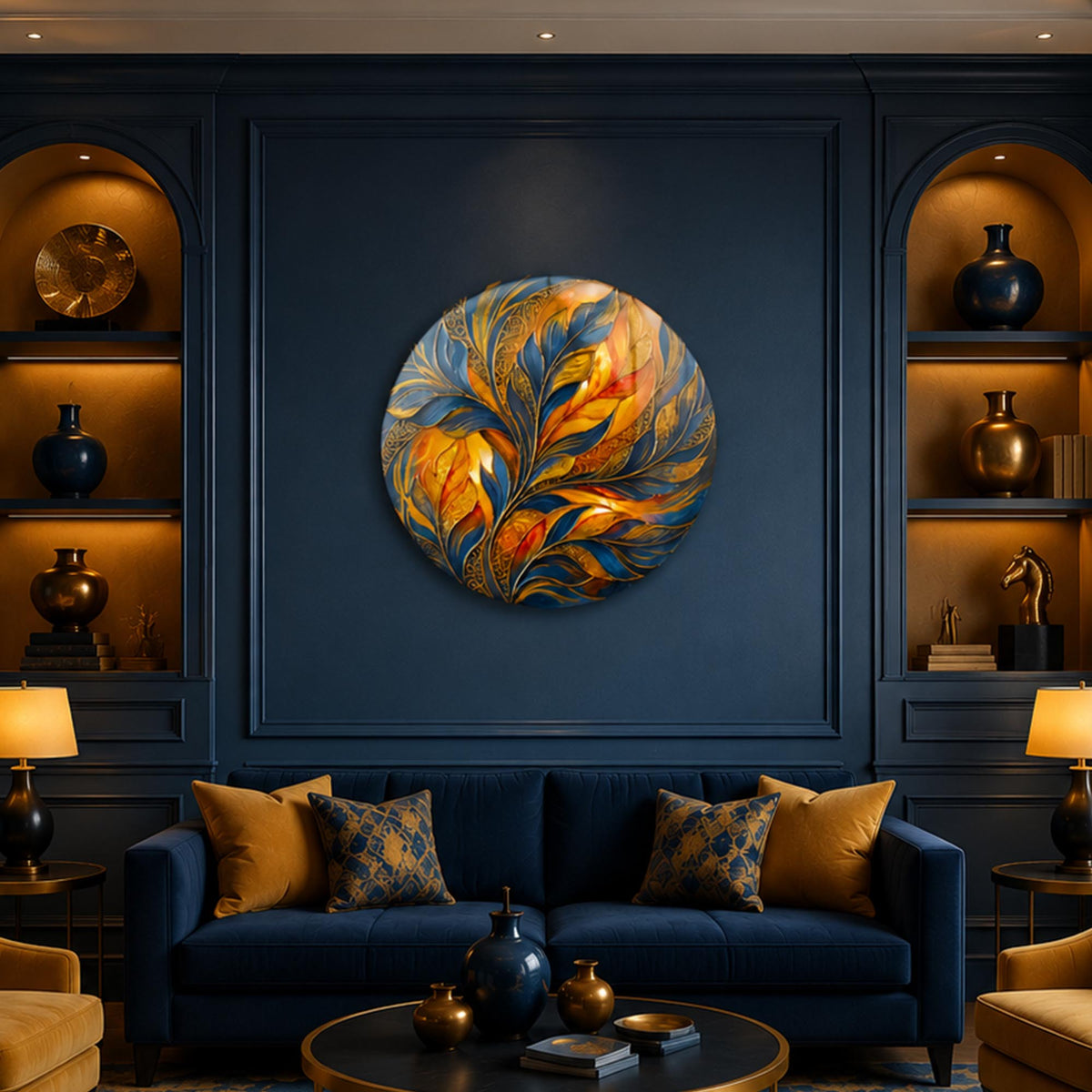 Golden Midnight Florals in a modern room