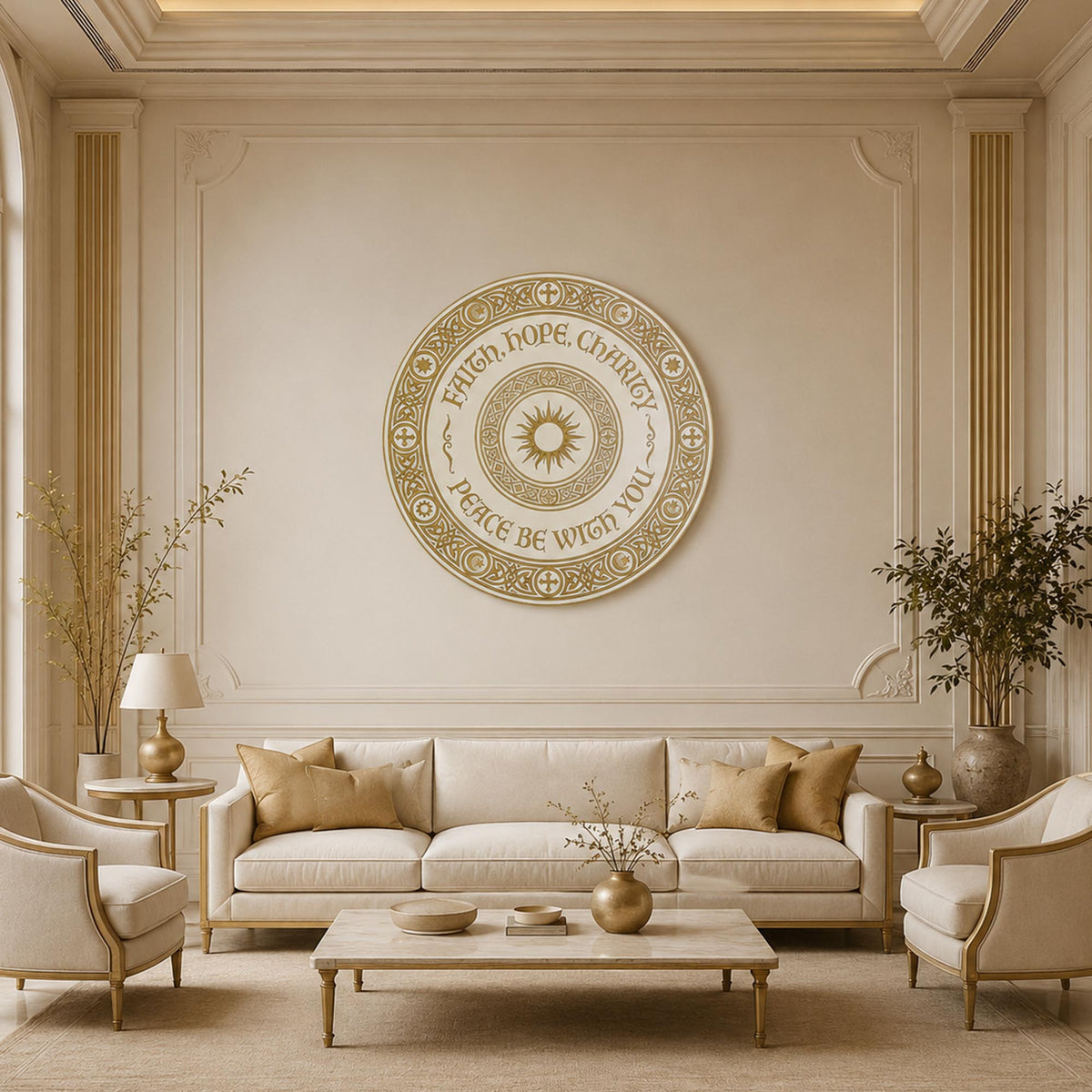 Faith Hope Charity Interfaith Medallion lifestyle view