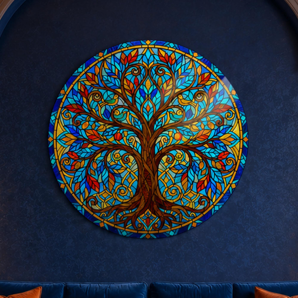 Stained Glass Tree Of Life — tempered glass, ultra HD print, ready to hang