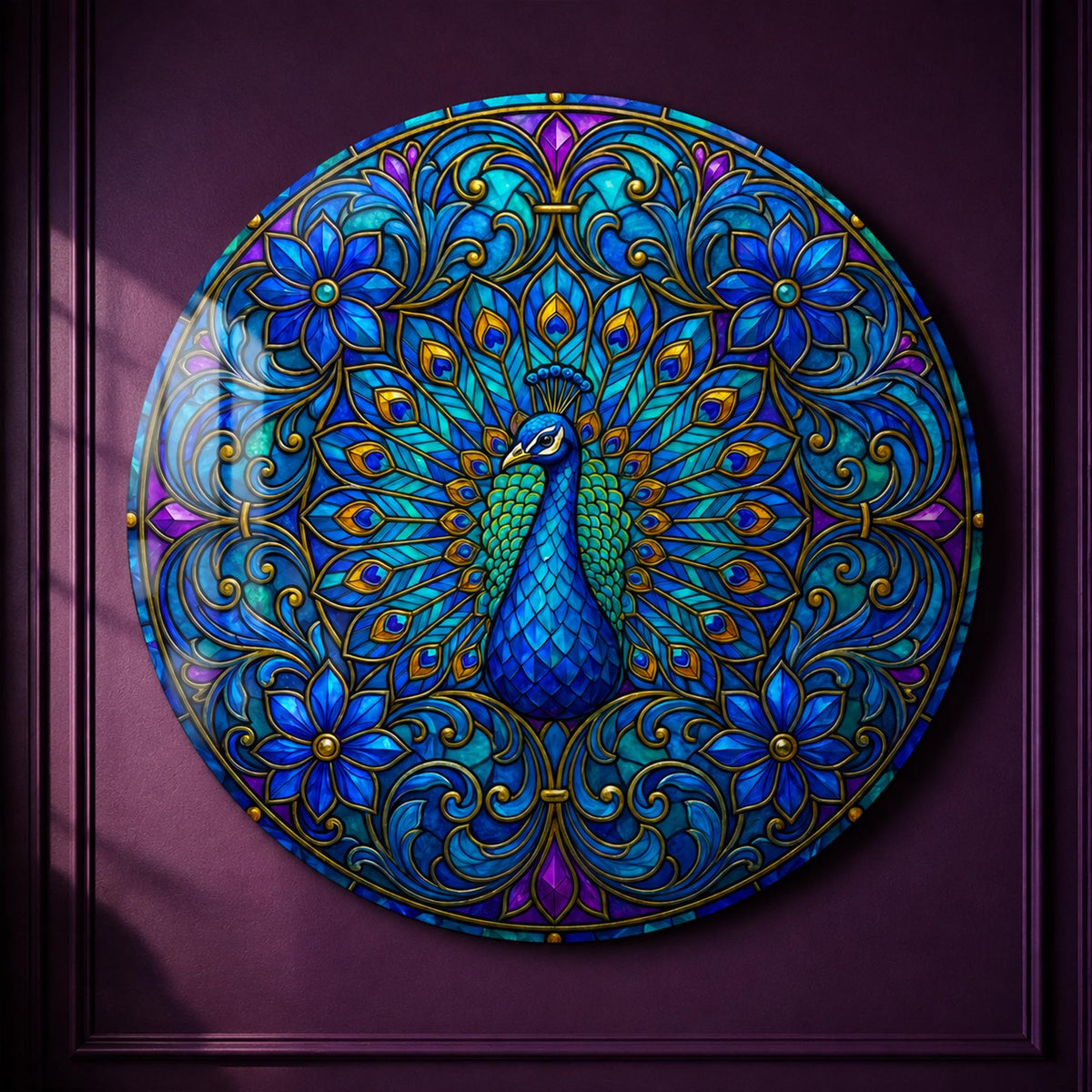 Royal Blue Peacock in a modern room