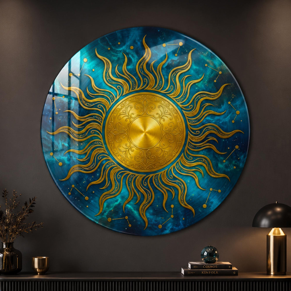 Celestial Golden Sun in a modern room