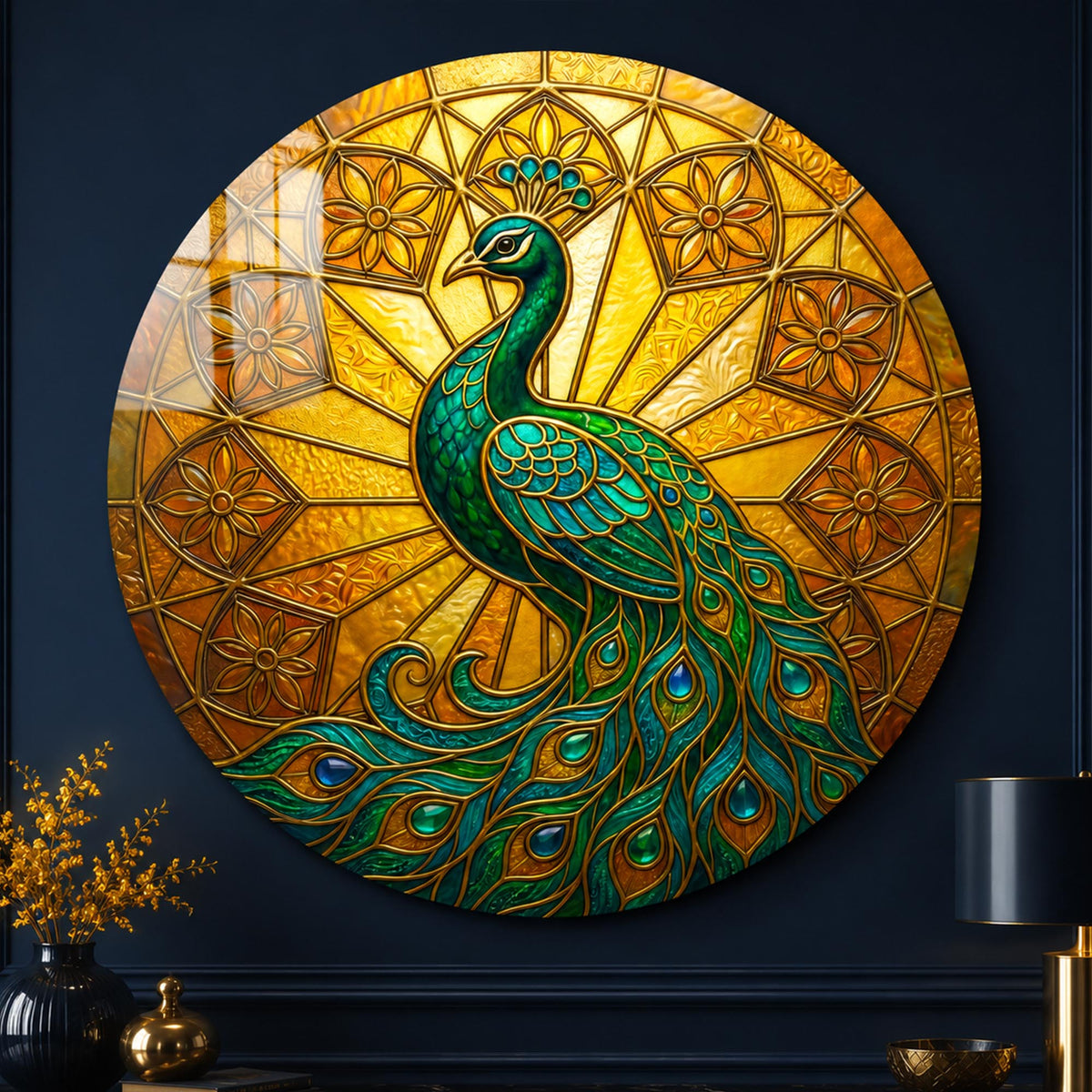 Emerald Peacock II in a modern room