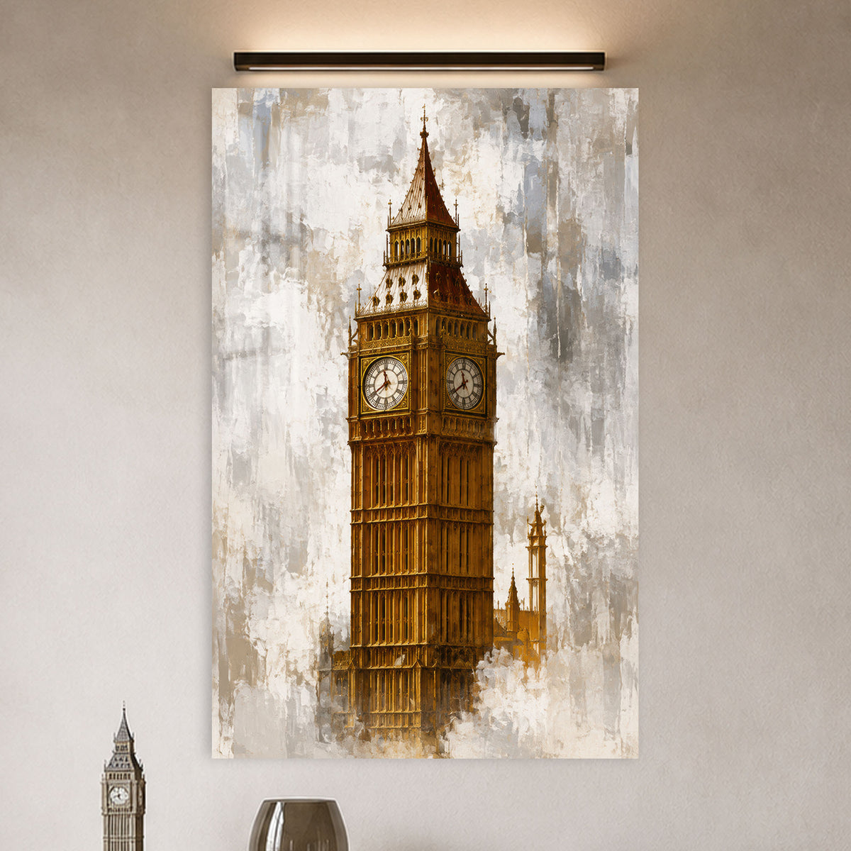 Golden Big Ben in a modern room