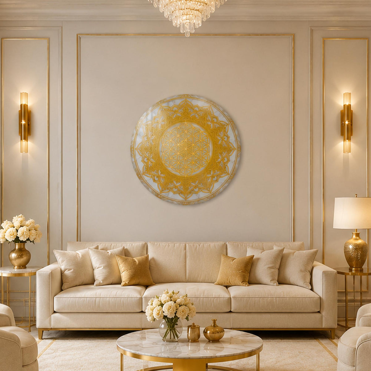 Golden Sacred Bloom in a modern room