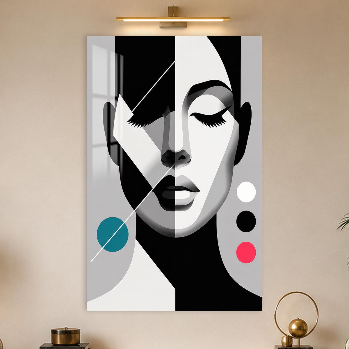 Monochrome Geometric Muse in a modern room