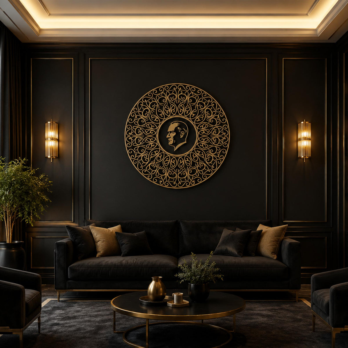 Gold Silhouette Portrait Medallion lifestyle view