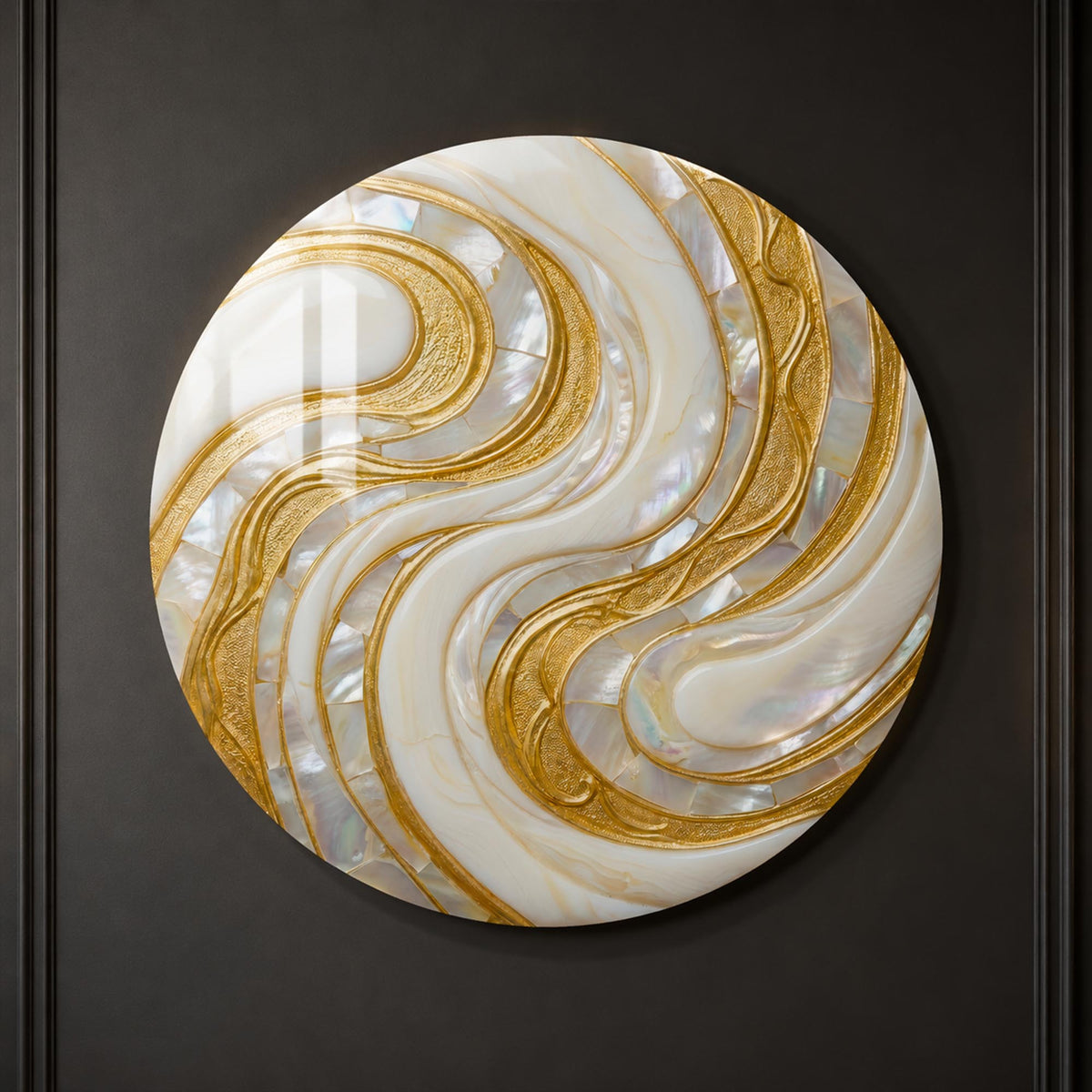 Pearlescent Golden Flow in a modern room