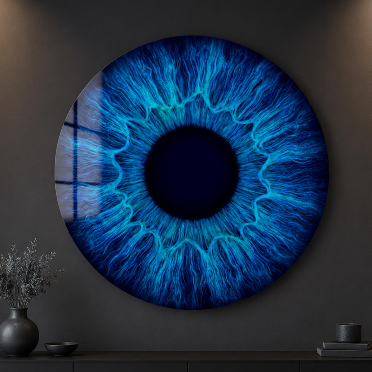 Electric Blue Iris III in a modern room