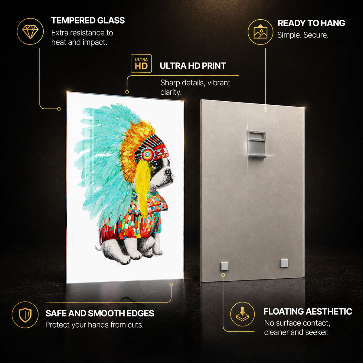 Little Tribal Chief — tempered glass, ultra HD print, ready to hang