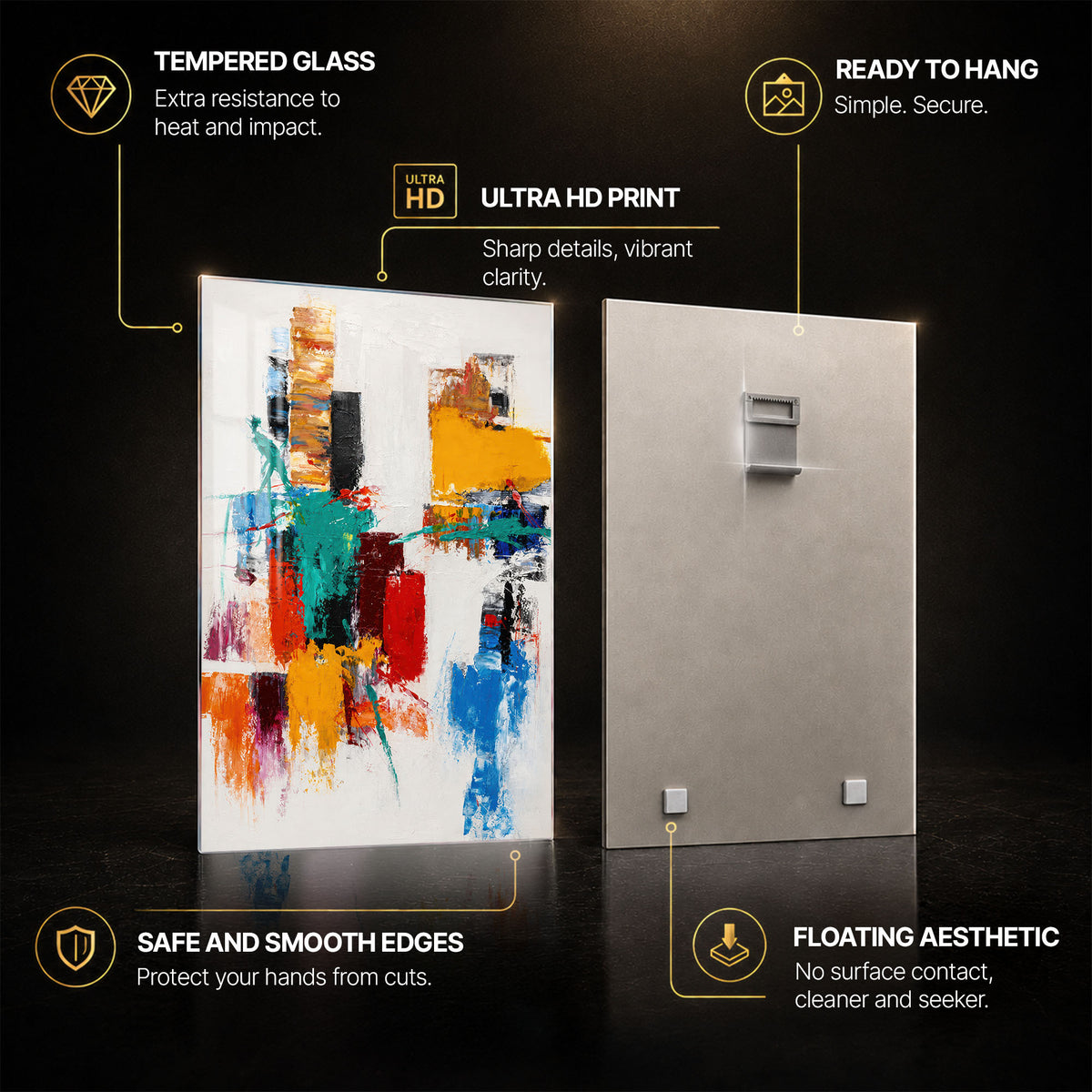 Chromatic City Blocks — tempered glass, ultra HD print, ready to hang