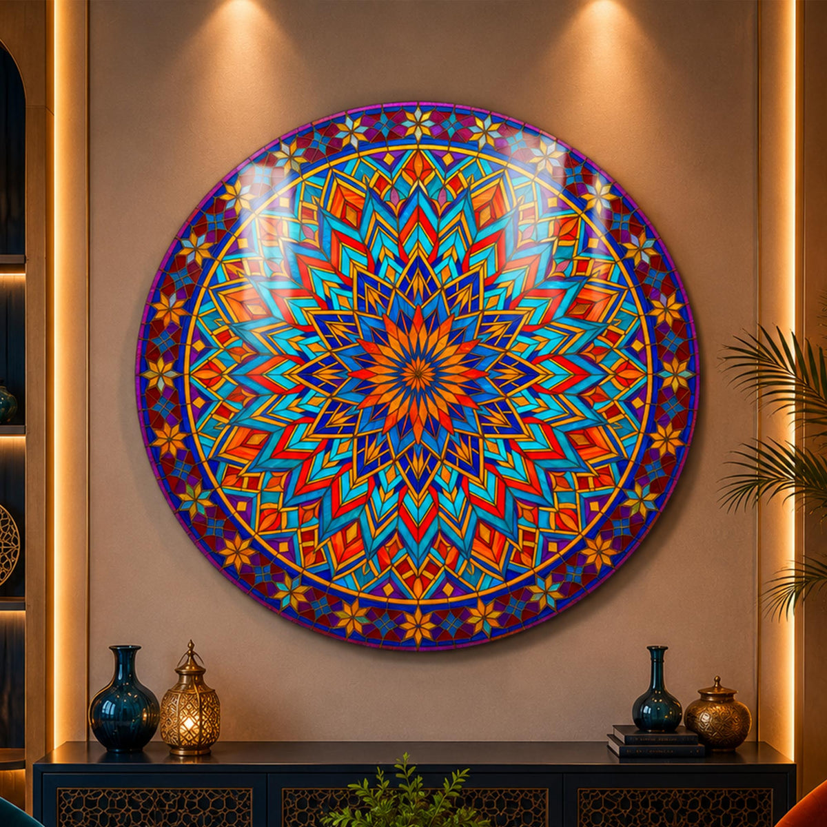 Bohemian Kaleidoscope — tempered glass, ultra HD print, ready to hang