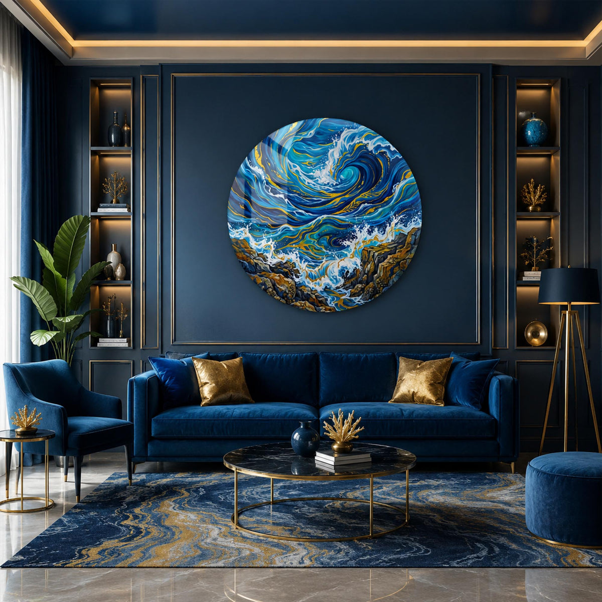 Gilded Ocean Vortex in a modern room