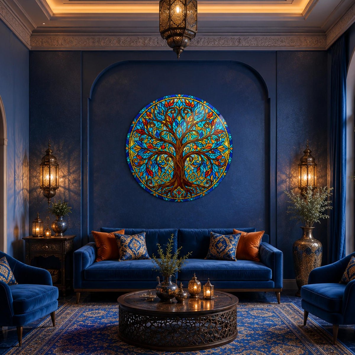 Stained Glass Tree Of Life in a modern room