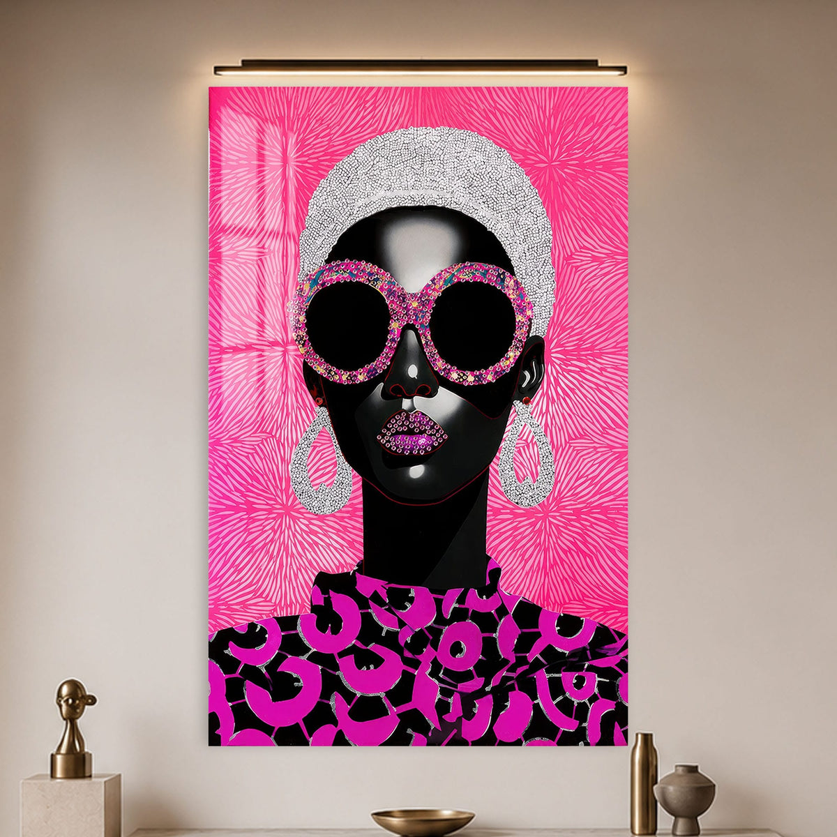 Artronauts Glass Print Pink Crystal Diva Glass Wall Art