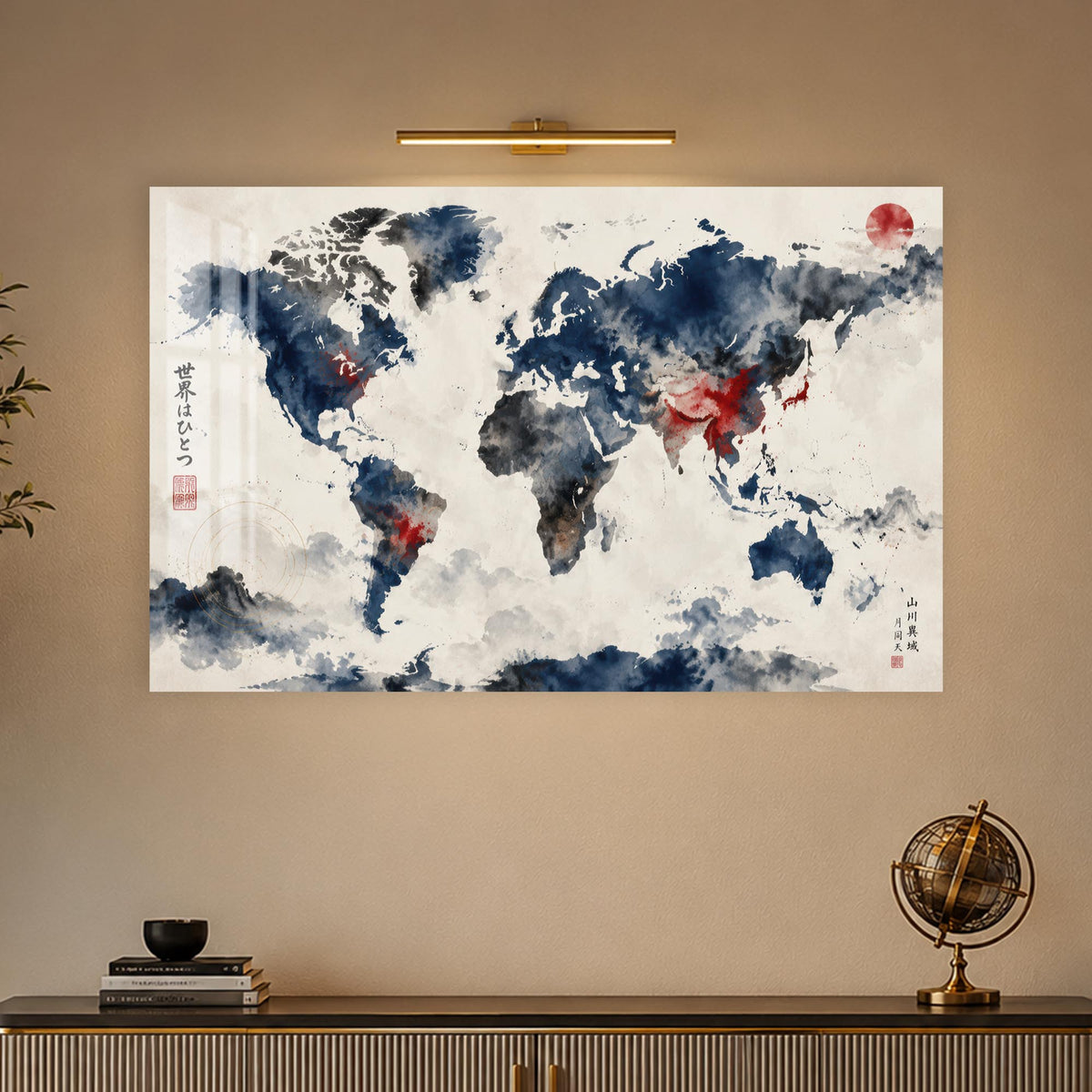 Ink Wash World Map lifestyle view