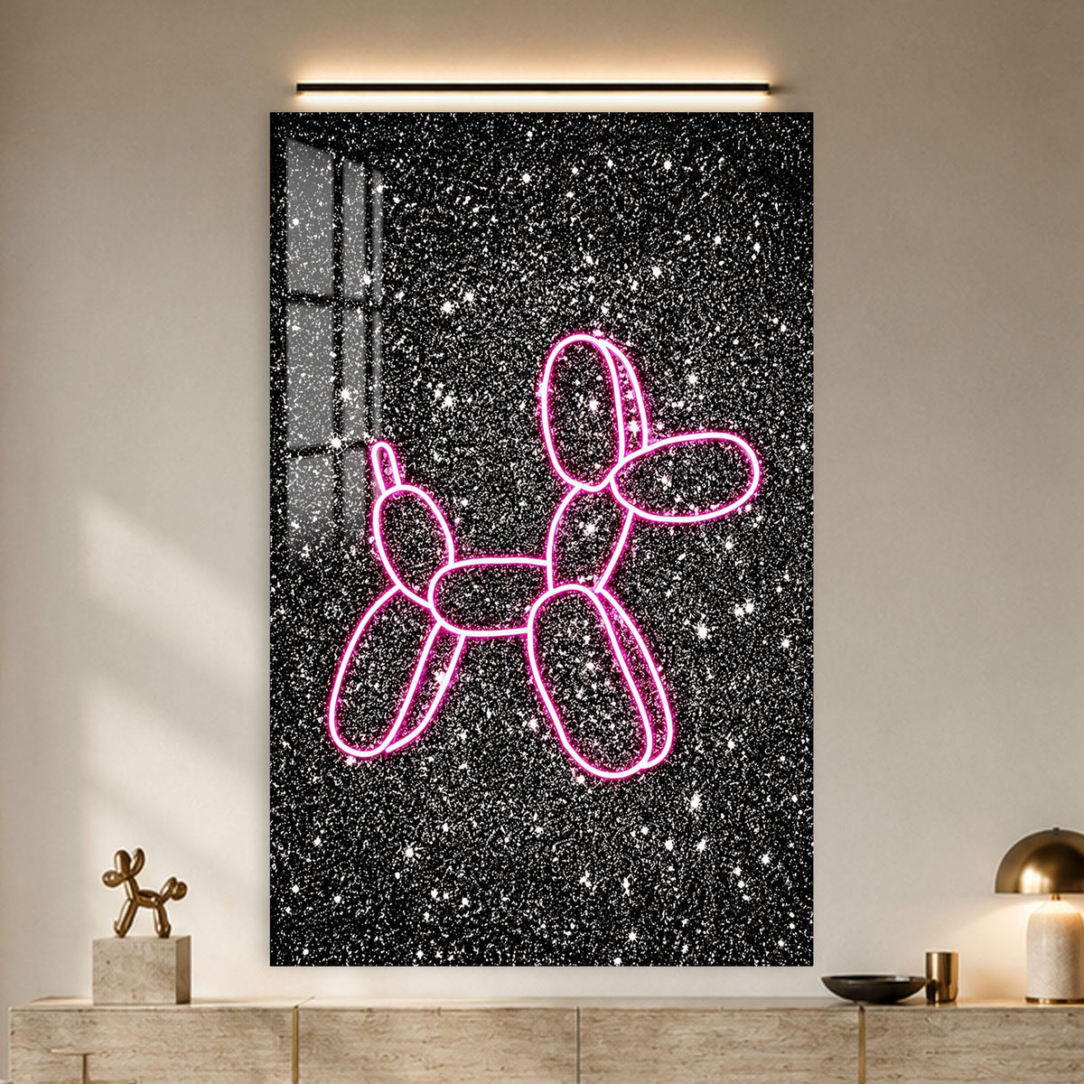 Artronauts Glass Print Neon Balloon Dog Glass Wall Art