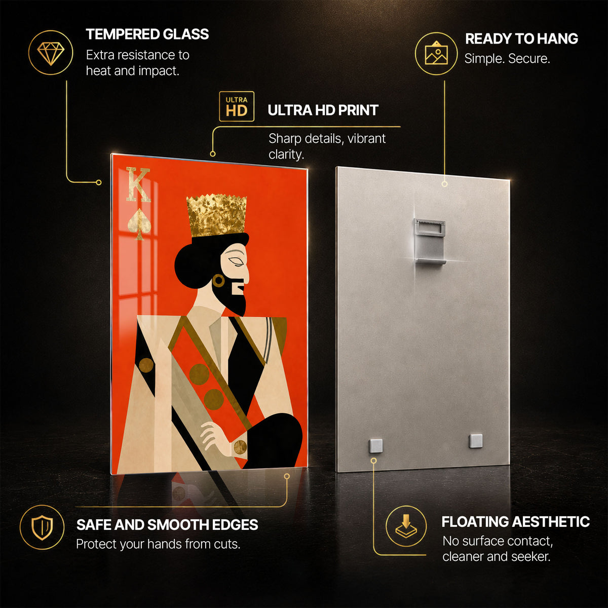 King Of Spades — tempered glass, ultra HD print, ready to hang
