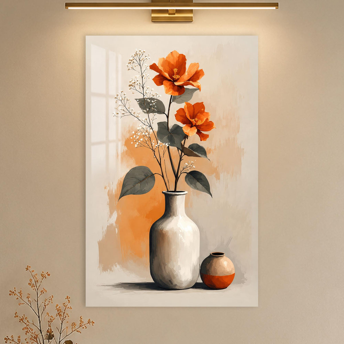 Orange Flowers and Vases in a modern room
