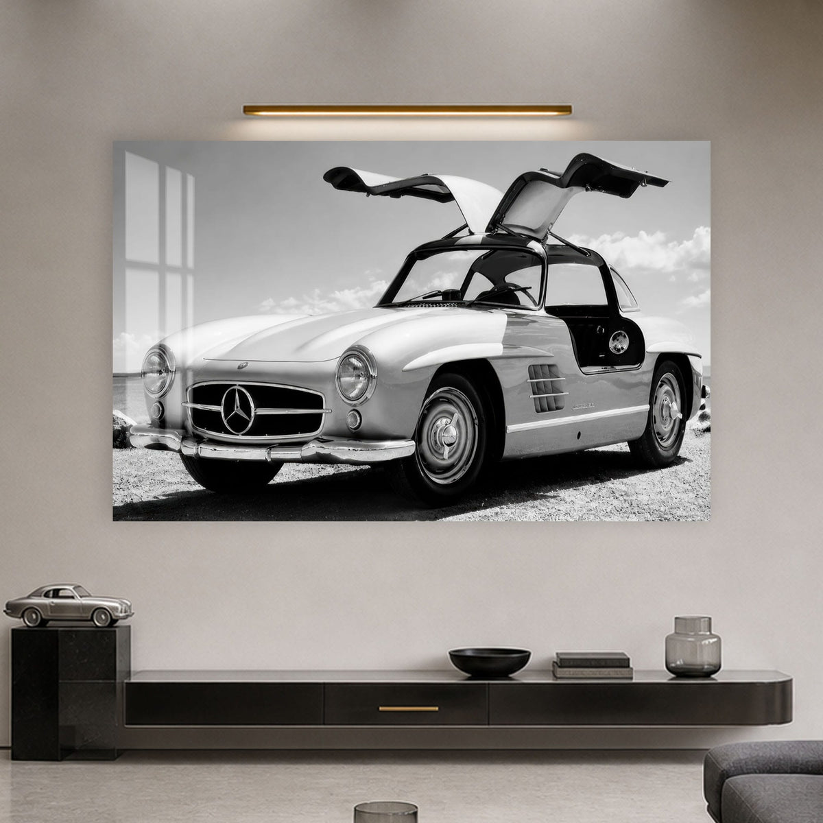 Artronauts Glass Print Classic Gullwing Mercedes Glass Wall Art