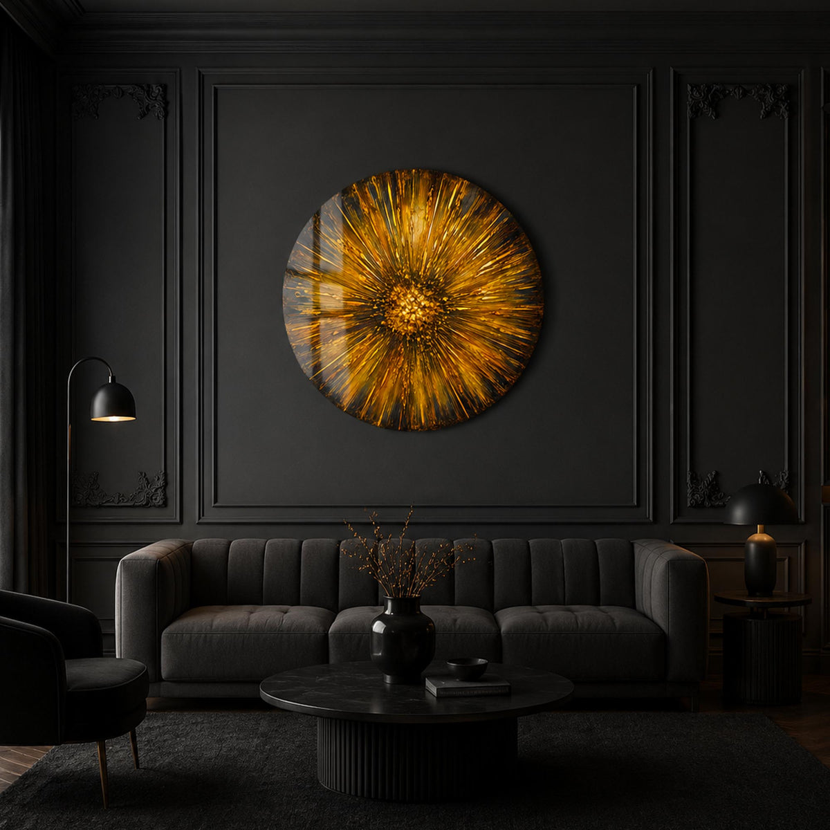 Golden Radiance — tempered glass, ultra HD print, ready to hang