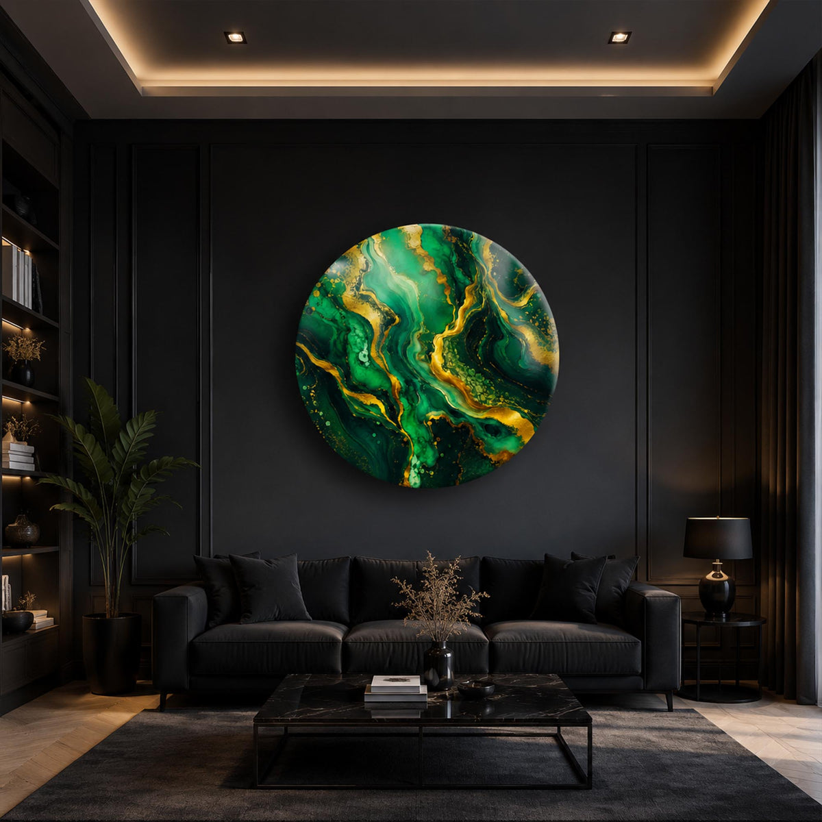 Emerald Currents — tempered glass, ultra HD print, ready to hang