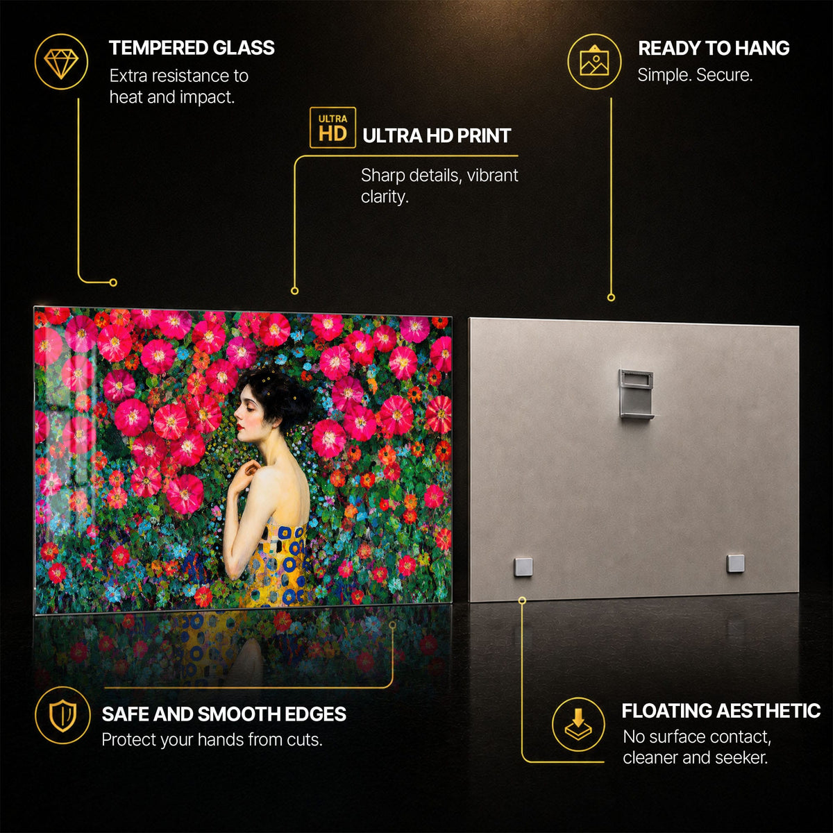 Artronauts Glass Print Woman Among Flowers Glass Wall Art