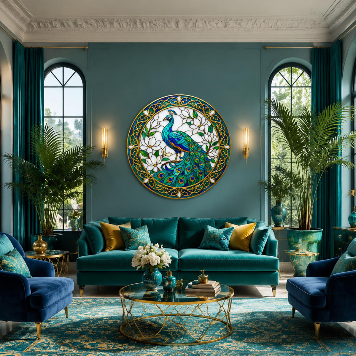 Peacock In Magnolia in a modern room