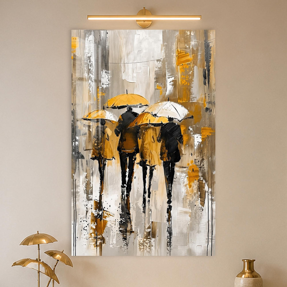 Artronauts Glass Print Umbrellas in the Rain Glass Wall Art