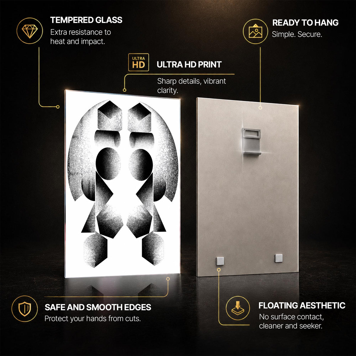 Mirrored Forms — tempered glass, ultra HD print, ready to hang
