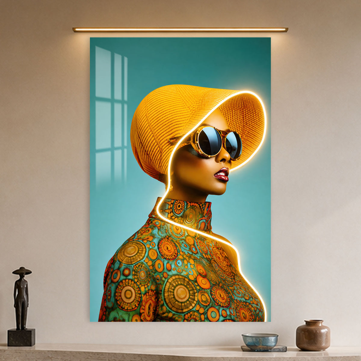 Golden Neon Voyager in a modern room